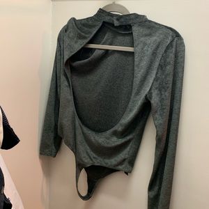 Grey Velvet open back body suit